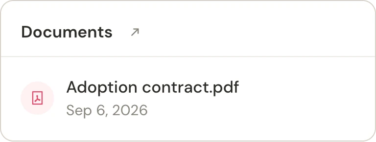 An adoption contract attached to the animal record.