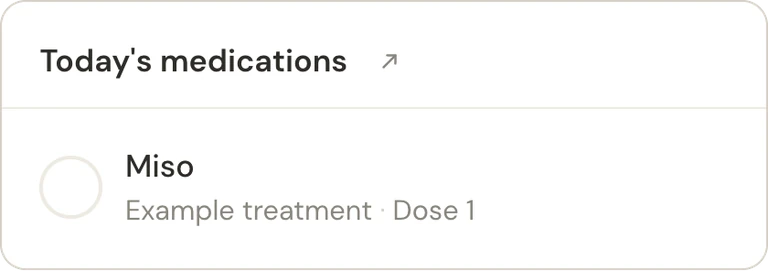Today’s medications in Pawsies, with a checkbox to mark Miso’s dose as given.