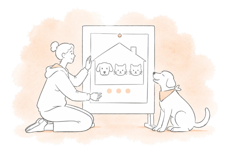 A volunteer reviews a count of animals currently in foster homes.