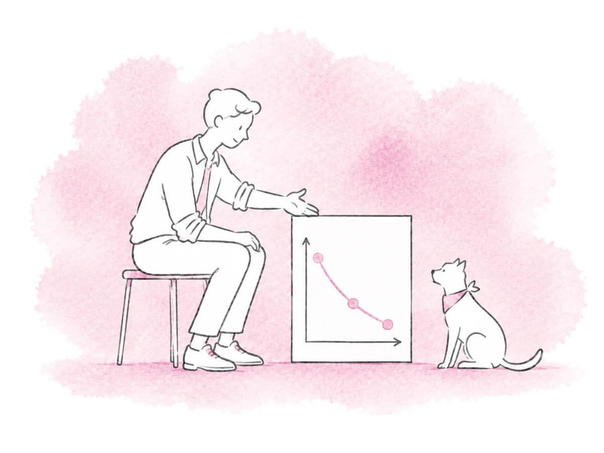 A volunteer shows a simple downward population curve.