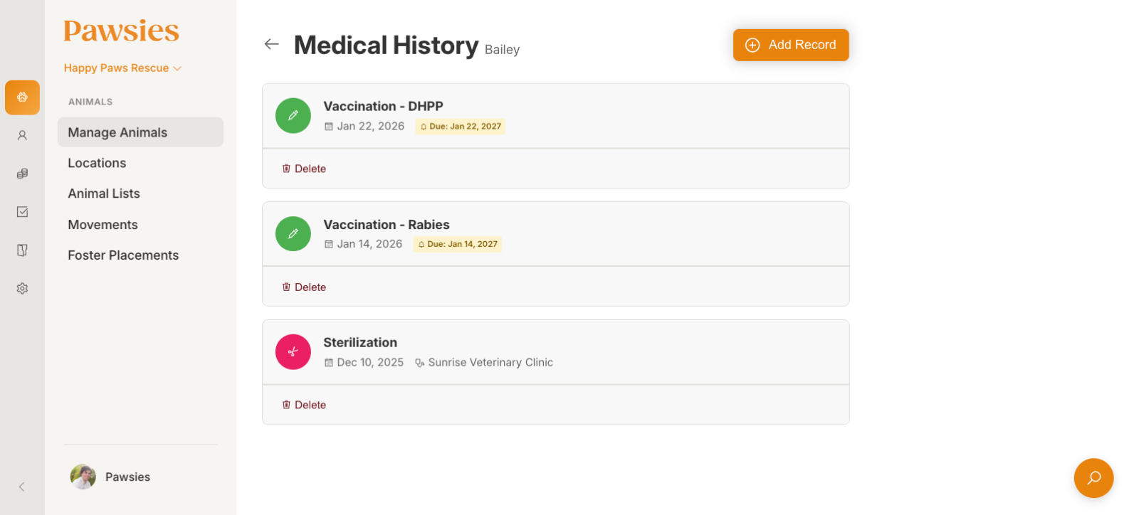 Medical history tracking